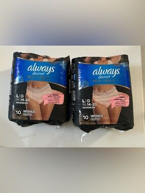 2x Always Discreet Boutique Underwear - Light Pink Lace Trim (Pack)